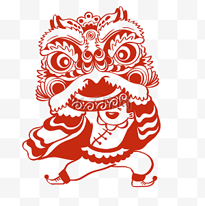 醒狮剪纸图片-醒狮剪纸图片素材免费下载-千库网